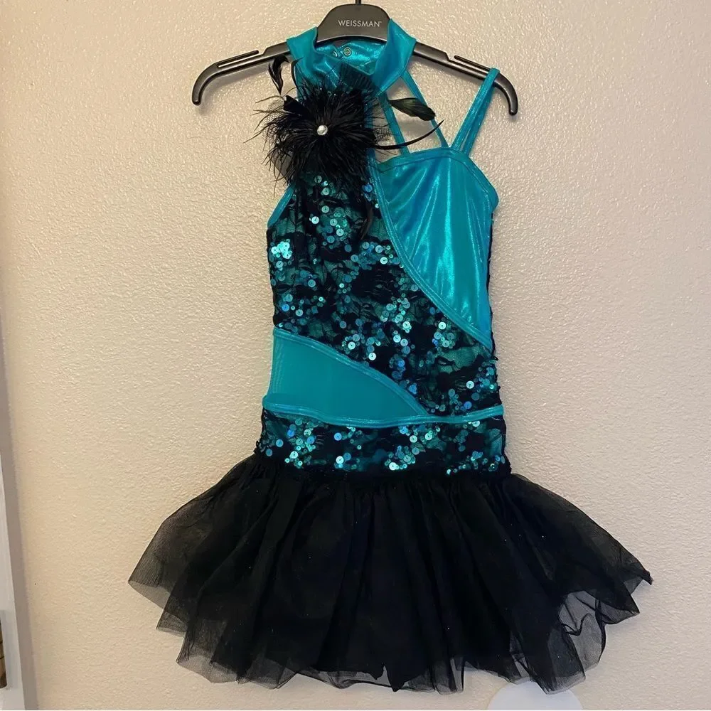 WEISSMAN Dance costume ballet feather Kelly green tutu U Got The Look 10488 SA